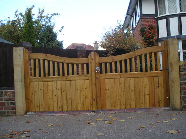 Sway design wooden gates